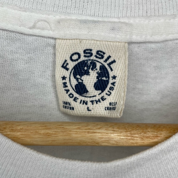 Vintage Fossil Single Stitch White T-shirt Large - Picture 5 of 6